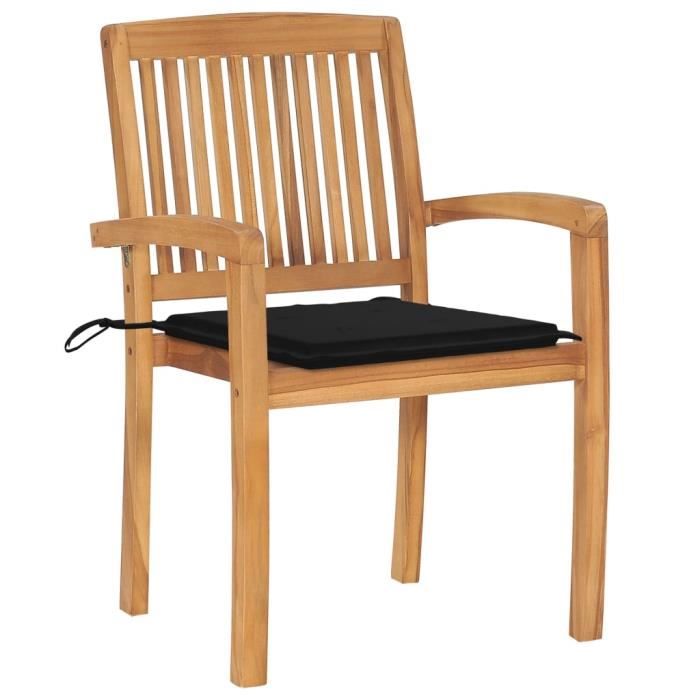 VidaXL Stackable Garden Chairs with Cushions 8 Pcs Solid Teak