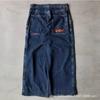 Mens Y2K Hip Hop Wide Leg Straight Fit Denim Jeans - Washed Cotton Loose Streetwear Style