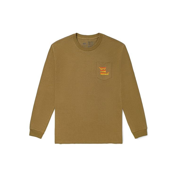 Vans Pocket Printed Casual Long Sleeve T-shirt Tan Men s VN0A5E5KDZ9 L