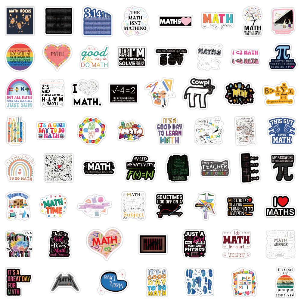 60 Cartoon Math Subject Stickers for Journals, Stationery, Water Bottles, Computers - Waterproof and Decorative (60 Sheets)