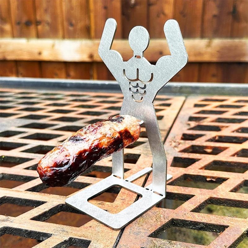 Hot Dog Grill Rack Portable Stainless Steel Sausage Cooker BBQ Tool for Camping Hiking Picnic Grilling