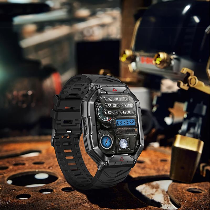 Rainbuvvy KR82 Smart Watch 2.1inch AMOLED Screen Bluetooth Call Altitude Barometric Compass Flashlight Outdoor Sports Watch