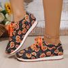 Fashion Cute Halloween Single Shoes 2024 Autumn New Personalized Pumpkin Head Comfortable Sports and Leisure Women's Vulcanized Shoes
