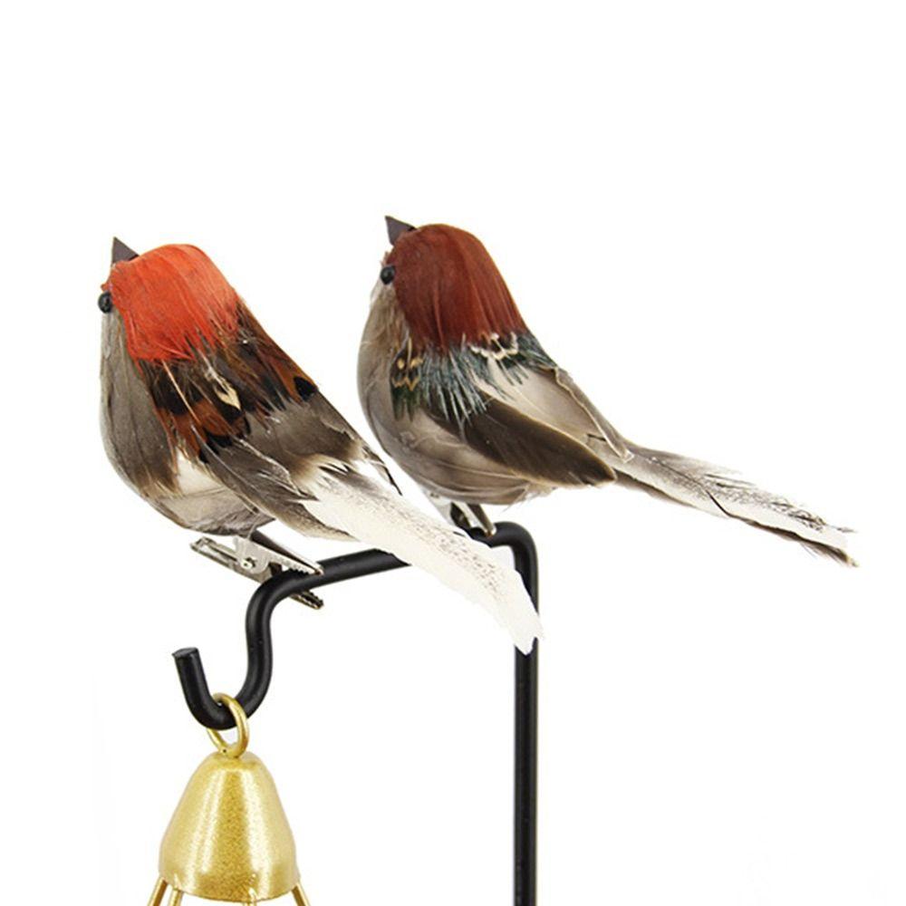 6PCS with Clips Simulation Sparrow Multicolor Artificial Bird Model Home Decoration