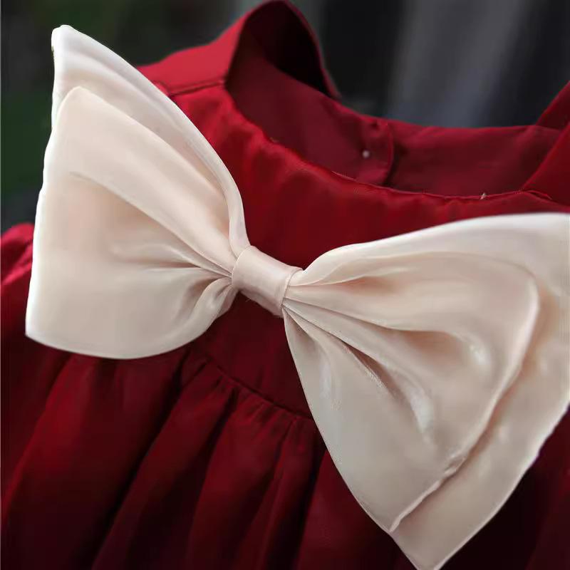 Comfortable Lace Flying Sleeve Baby Dress Sweet Solid Color Vest Dress for Girls