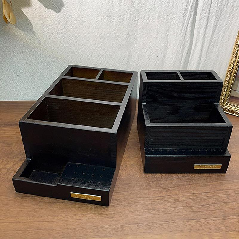 Wooden Nail Drill Bits Holder 10 Holes Nail Drill Machine Holder Display Storage Box Nail Art Polishing Grinding Drill Organizer