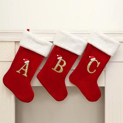 Large Red Christmas Stocking with Letter Ornament