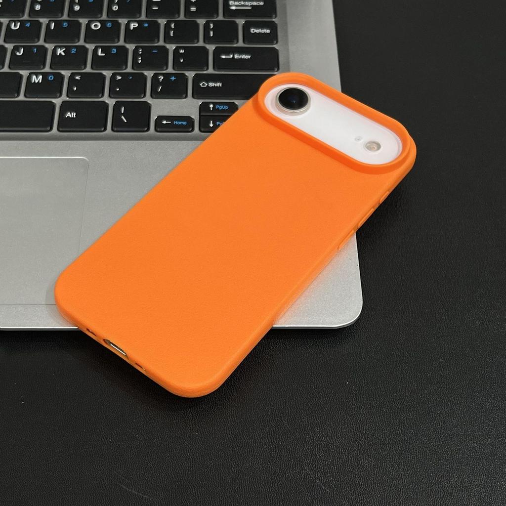 Litschi-Maserung Dopamin-Farbe Weiche Hülle für Apple 17, 16 und 14 Pro Max - Minimalistisches Design mit großem Loch