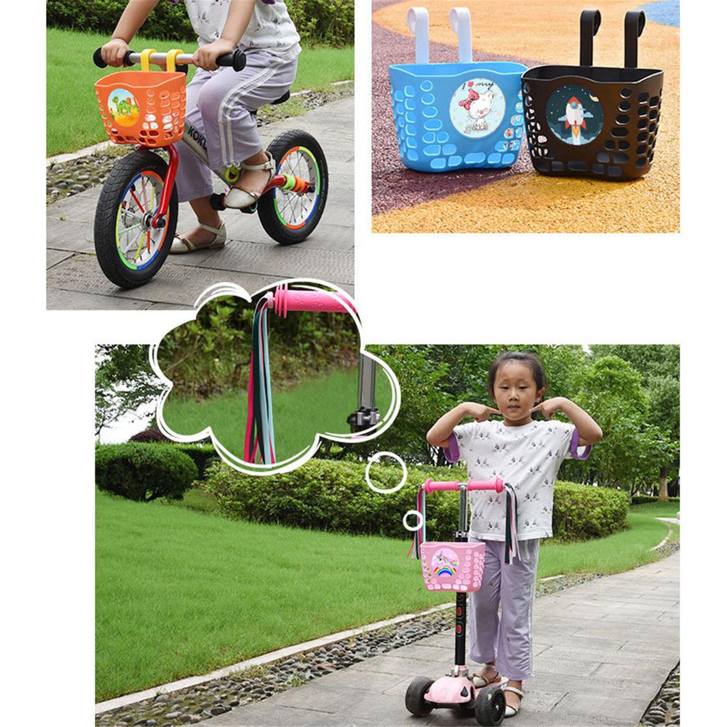 Coș de bicicletă față impermeabil Coș de bicicletă spate din plastic Coș de bicicletă cu curea de fixare pentru biciclete de băieți și fete Coș de răchită