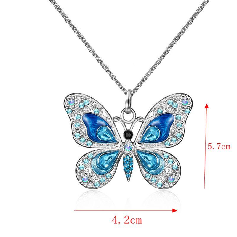 Fashion Silver Color Crystal Rhinestone Butterfly Pendant Necklaces for Women Long Chain Animal Long Necklace Jewelry Party GiftGood Product