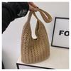 Spring Hollow Woven Bag Women's New Vacation Beach Bag Commuter Shoulder Tote Bag Knitted Bag