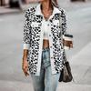 Women's Fashion Geometric Print Button Long Sleeve Casual Jacket for Fall and Winter