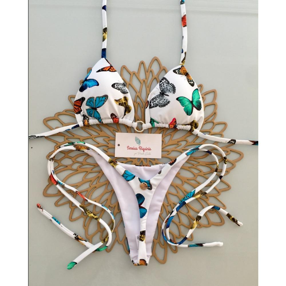 European and American Swimwear Women's Lace-up Neck Triangle Cup Beach Sexy Swimsuit Hot Spring Bikini