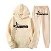 Y2K Print Hooded Fleece-Lined Unisex Sweatshirt Set Streetwear Casual Long Sleeve Tracksuit