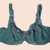 European and American Fresh Dark Green Exquisite Embroidery Underwear Ultra-thin Large Size Full Cup Bra