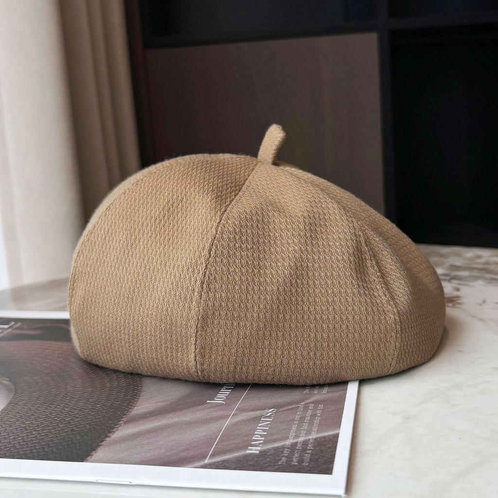 Beret Children's Solid Color Versatile Artistic Artist Hat Spring and Autumn Face Newsboy Hat Men