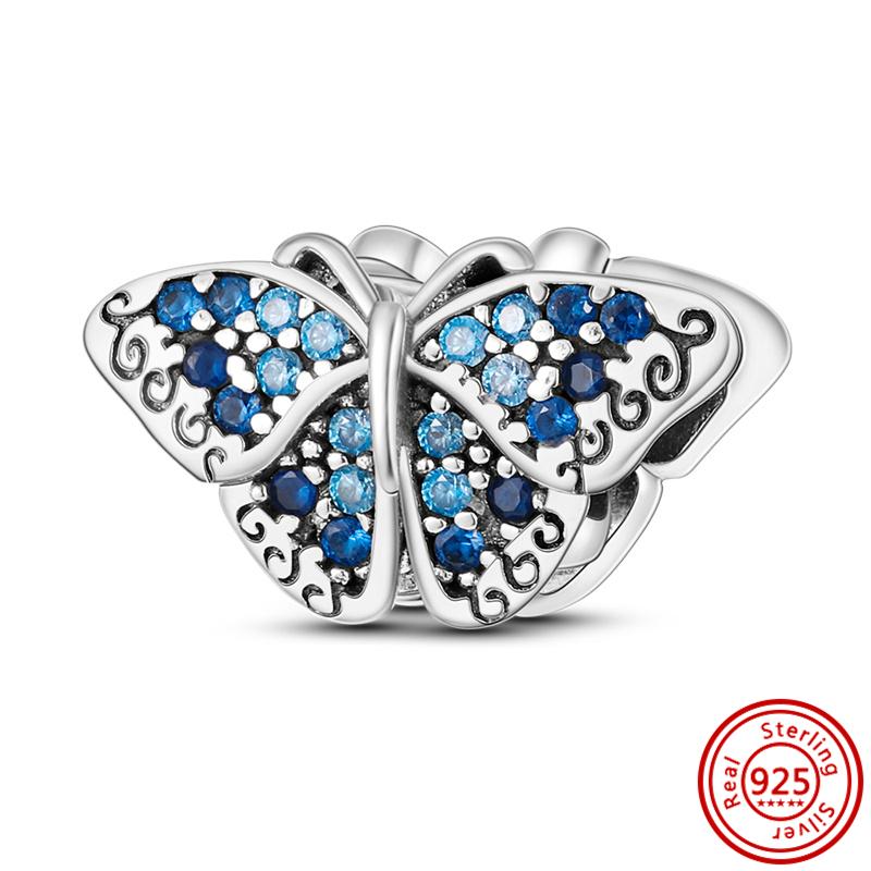 925 copper Bee Caterpillar Butterfly Dragonfly Ladybug Four Leaf Clover Lucky Charm Beads Fit Pantaro Bracelet Fine Zircon Gift