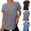 Women Tops Round Neck Short Sleeve Loose Fit Tee Shirt Pure Color Soft Breathable Fabric Summer Tops Casual Sporty Wear