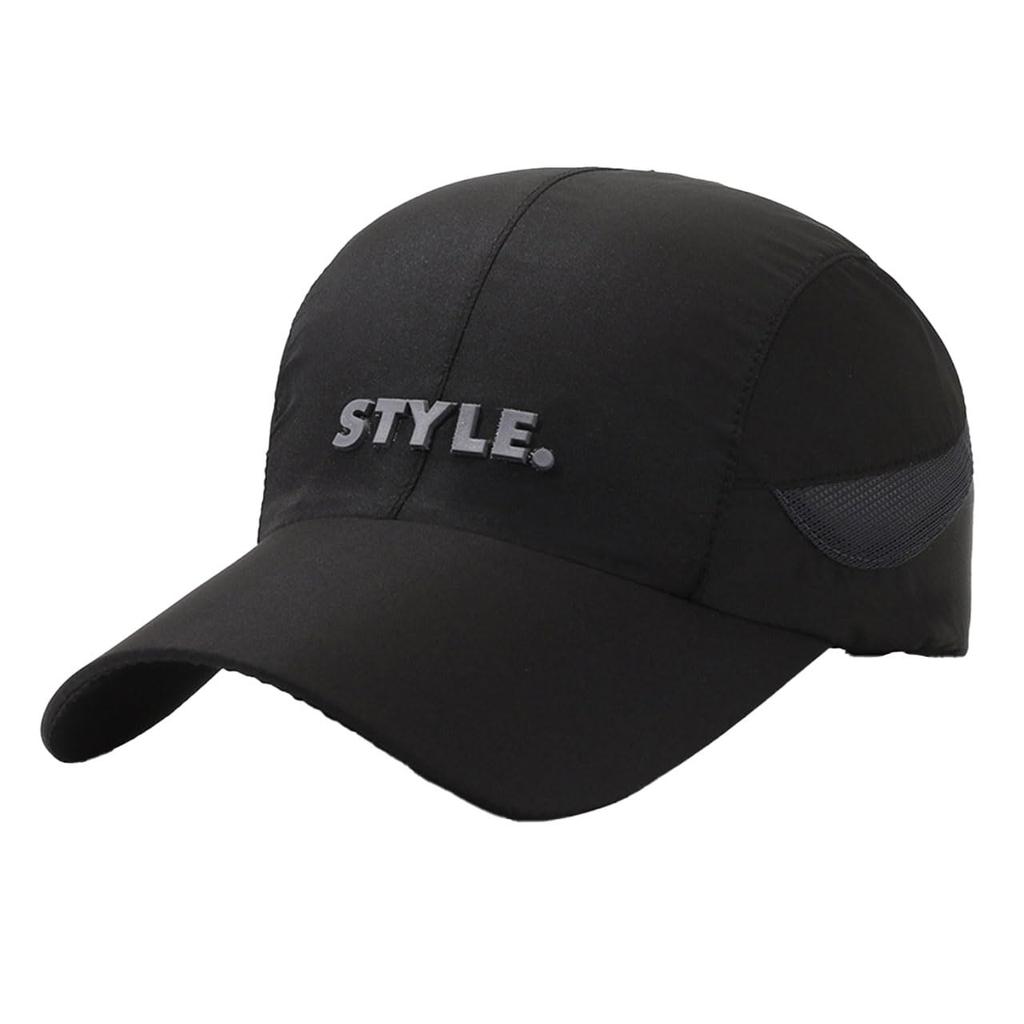 Cap Mesh Sports Hat Adjustable UV Protection Simple CZA086 [White Fang] Men's Women's (Black)