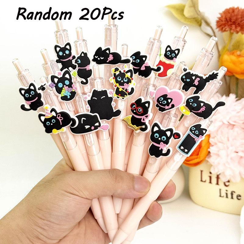 

10pcs Kawaii Black Cat Hanging Neutral Pen Set 0.7mm Tip Quick Dry Ink Smooth Writing Cute School Office Stationery Gift Random style 10Pcs
