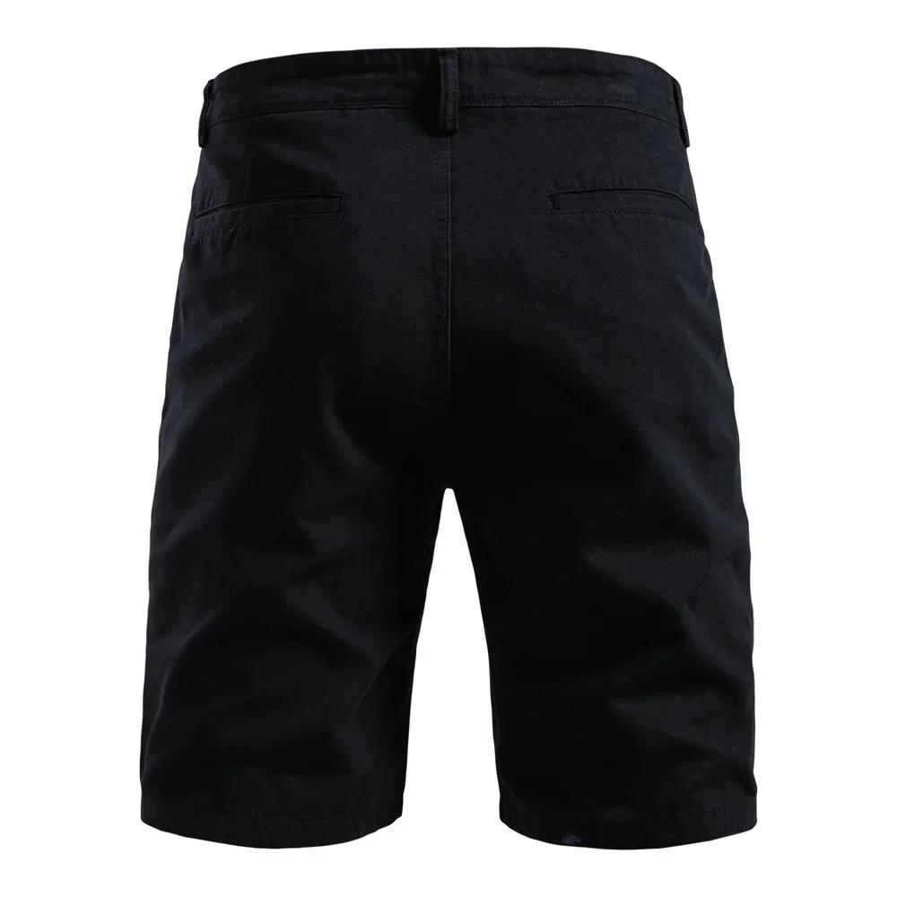 Summer Men's Cotton Casual Shorts Straight Knee Length Short Pants Solid Color Cargo Shorts Men