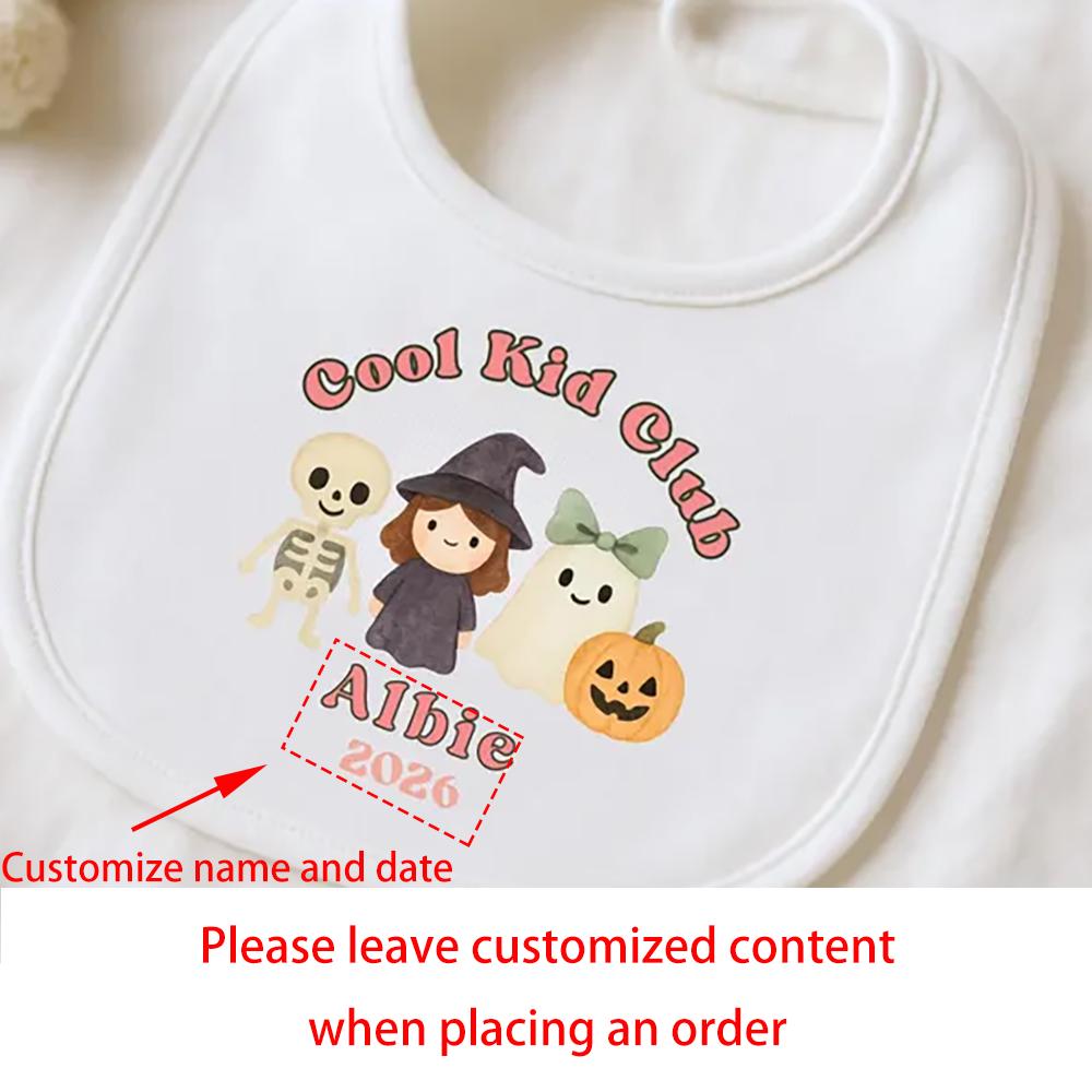 

Custom Baby First Halloween Bib Skeleton Witch Babies Boys Girls Halloween Autumn Party Decor Newborn Outfit Bib Baby Shower 21x32cm