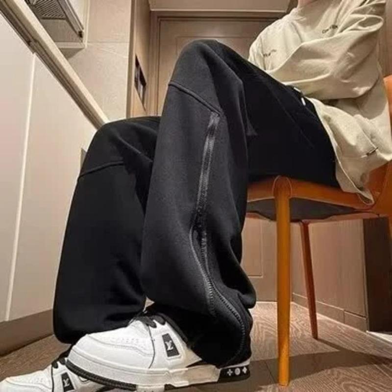 

Мужские весенне-осенние японские ретро трендовые спортивные штаны прямого кроя, нишевые, свободные, широкие, повседневные L чёрный