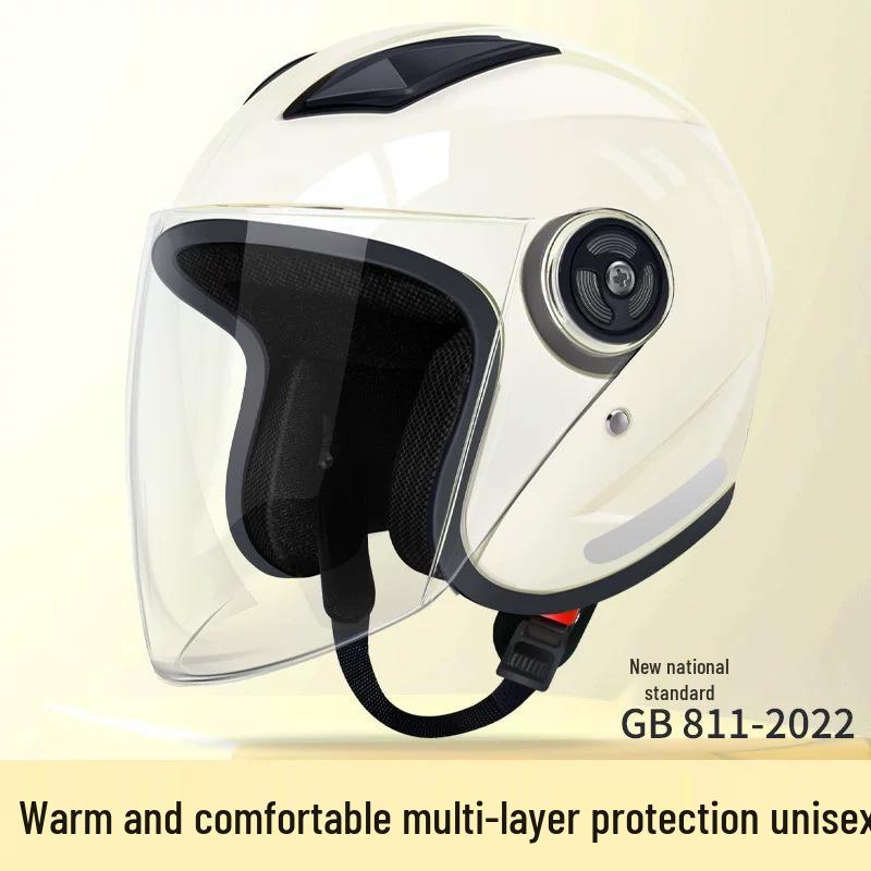 3C Certified Double Visor Electric Motorcycle Helmet, Unisex Winter Model, All-Season Safety Helmet