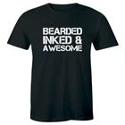 

Bearded Inked and Awesome Crew Neck T-Shirt for Men Tattoo Lover Tee S