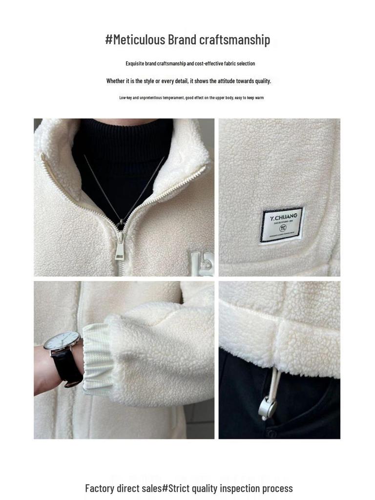 2025 Men's Lambswool Cotton Jacket - Thick Velvet Outerwear for Autumn/Winter