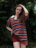 TINKNIT Striped Polo Dress_Brown