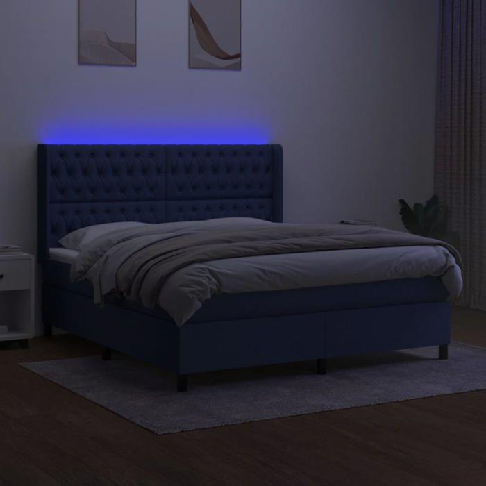 Maison Exclusive - Sommier à lattes de lit matelas et LED Bleu 180x200 cm Tissu
