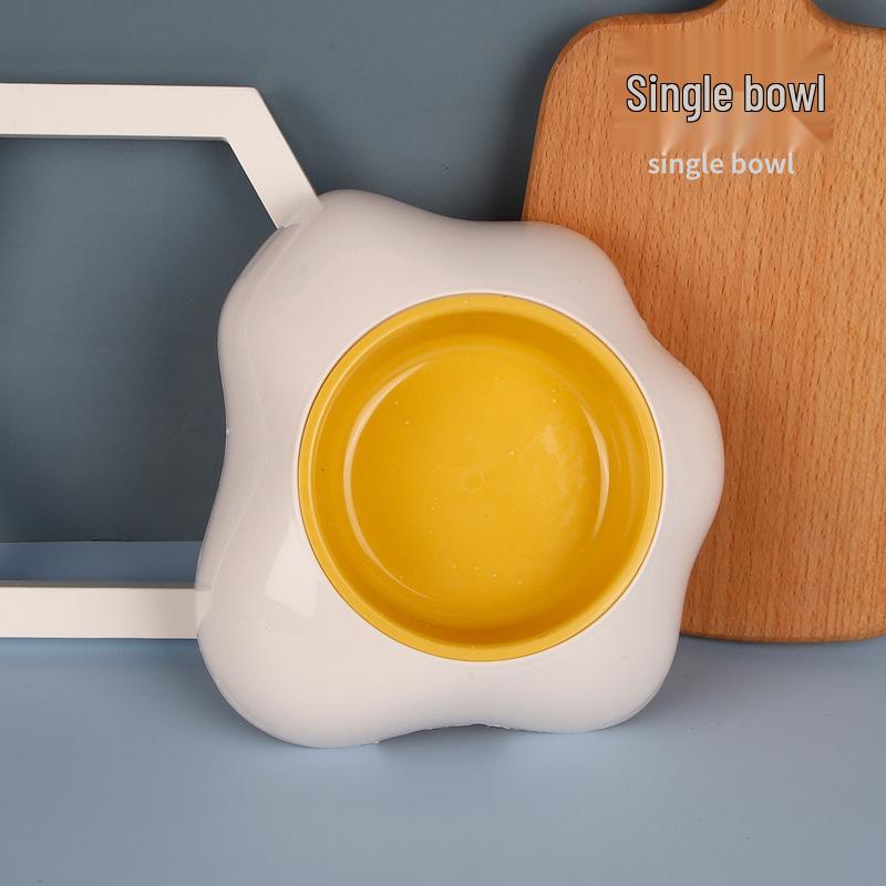 High-Foot Cat Bowl: Non-Slip, Anti-Tip, Slanted Design for Pet Neck Protection.