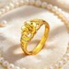 Women's Open Adjustable Ring Gold Plated with Lucky Flower Design Suitable for Wedding Jewelry