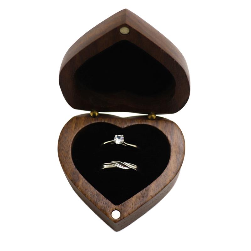 Деревянная шкатулка в форме сердца шкатулка для обручальных колец подарочная коробка для хранения колец из грецкого ореха шкатулка для сережек 980₽