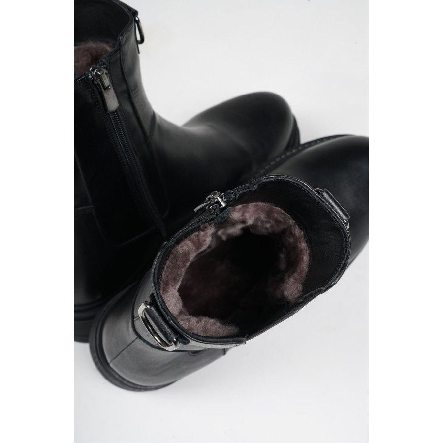 Women's Genuine Leather Thick Sole Fur Lined Casual Boots