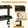 2 Tiers Clamp-on Desk Shelf No Drill Desk Organizer Rack Space Saving Adjustable Metal Computer Desktop Clamp High Load-Bearing
