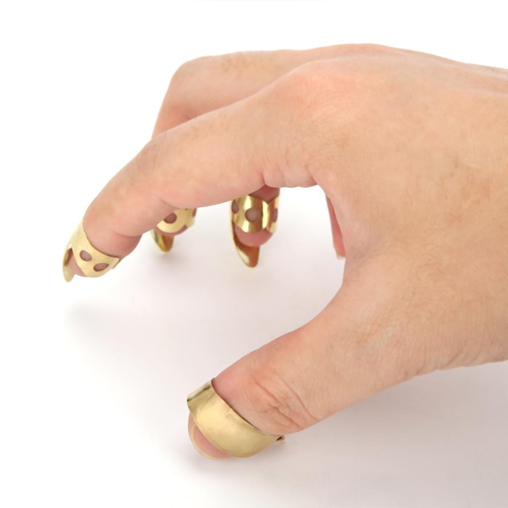 Finger Picks Metal 3Pcs Index Finger 1Pc Thumb Guitar Parts Musical Instrument Accessories(Gold )