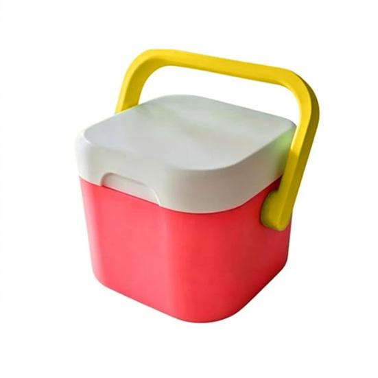 Retro Mini Cooler for 4 Cans, Vintage Insulated Drink Carrier with Handle, Portable Beer Cooler for Beach Tailgate