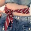 New Long Red Striped Tie Belts with Jeans Necktie Decorative Accessory Multi-functional Personality Fashion Korean Scarf Belts