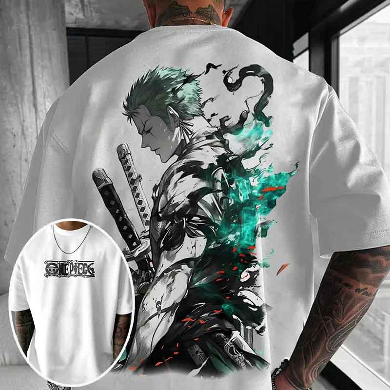 One Piece Japanese Anime Mens TShirt Summer Y2K Harajuku Trend Women Oversized Short Sleeves Tee Casual Cotton Tops Streetwear