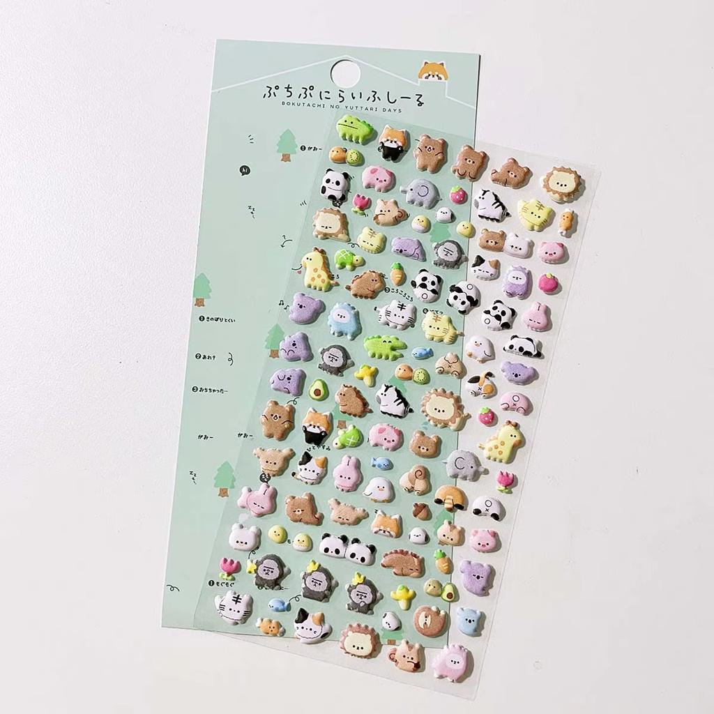 Kawaii Animals 3D Puffy Stickers Cute Cartoon Scrapbooking Sticker DIY Journal Stationery Sticker Deco Aesthetic Art