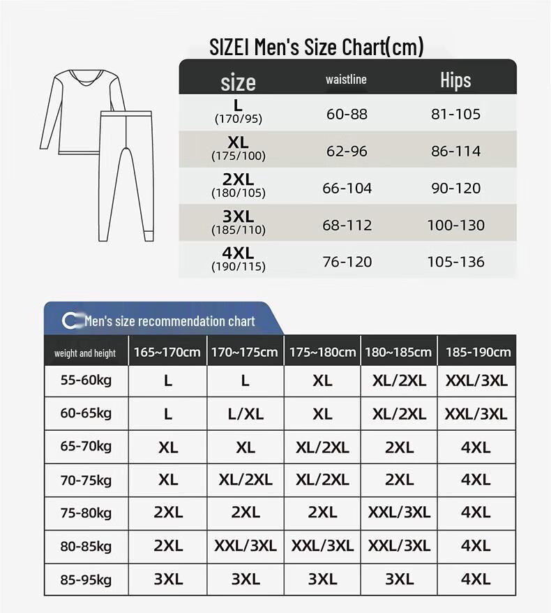 Maoren T8830T Herren Wolle Seide Thermounterwäsche Set