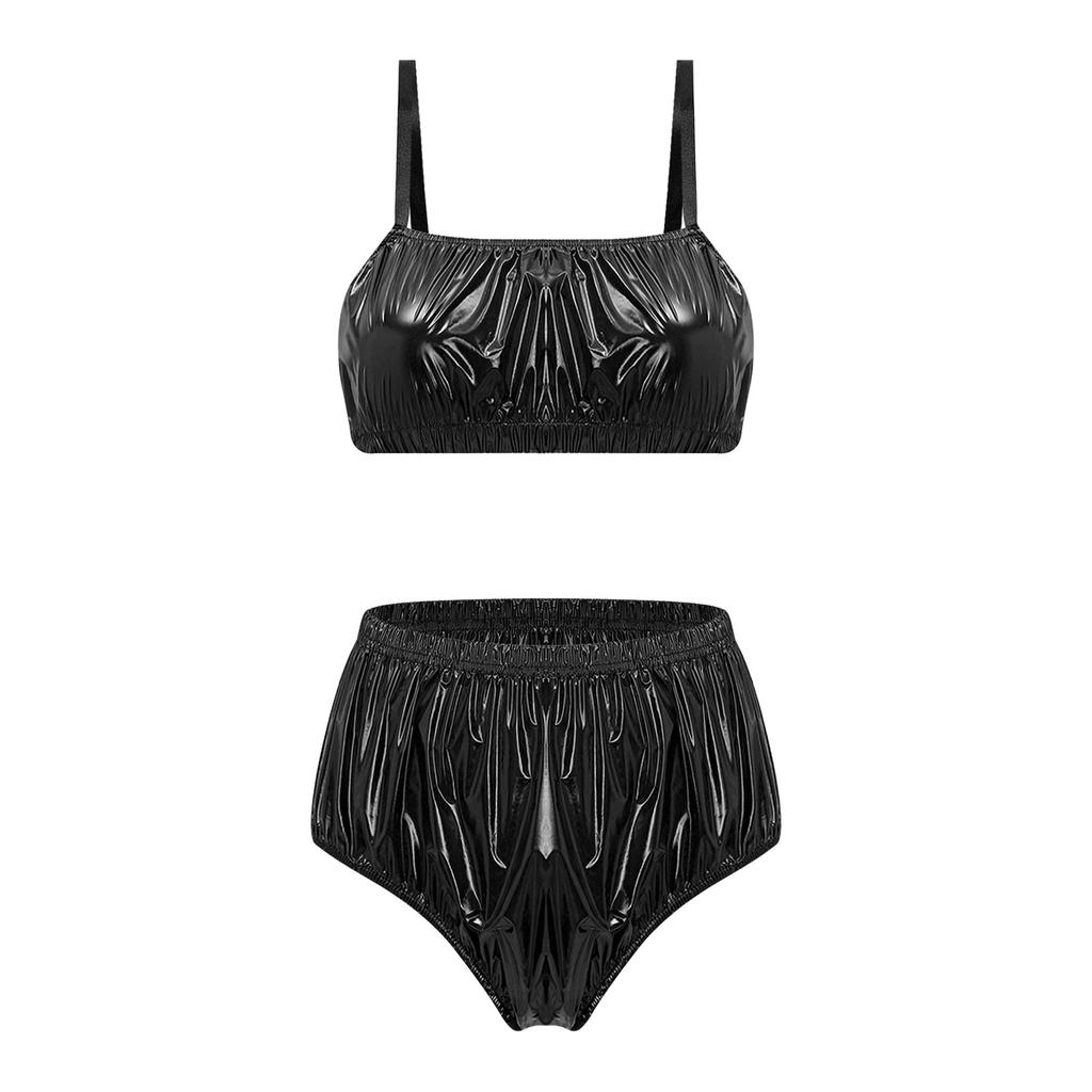Womens Waterproof Bathing Suit Adjustable Strap No Pad No Wire Bra Top Elastic Band Swim Bottom