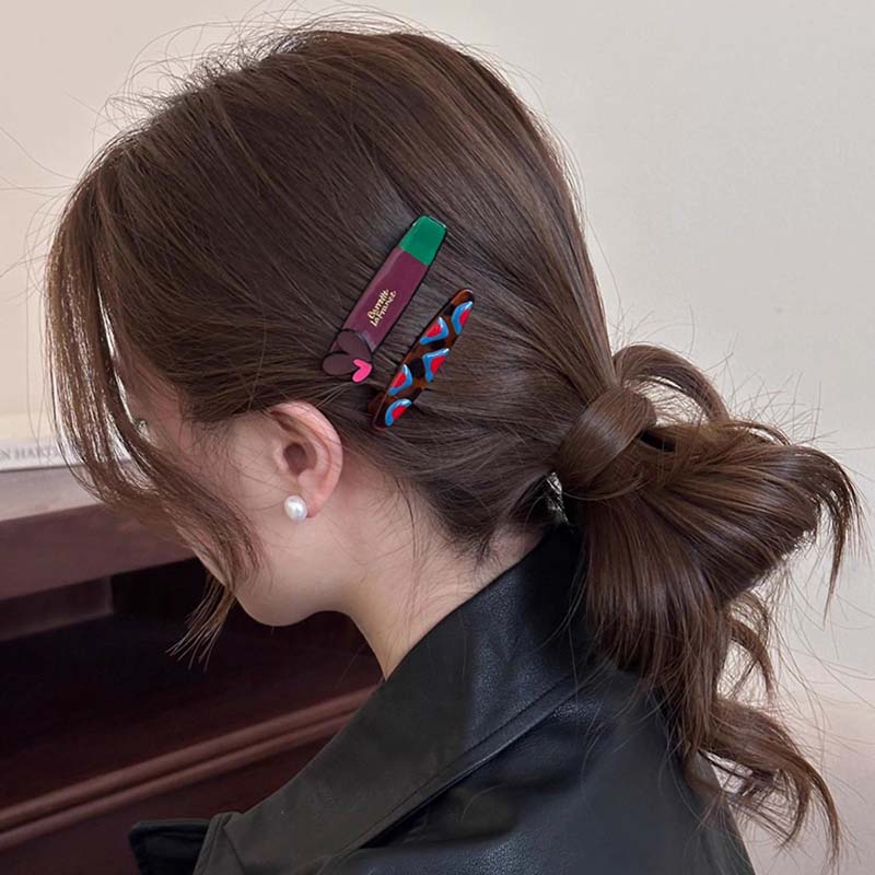 

Корейская красочная заколка для волос в виде сердца с капельным маслом для женщин, элегантная ацетатная заколка для боковых прядей, заколка-уточка, заколки-бабочки, аксессуары для волос