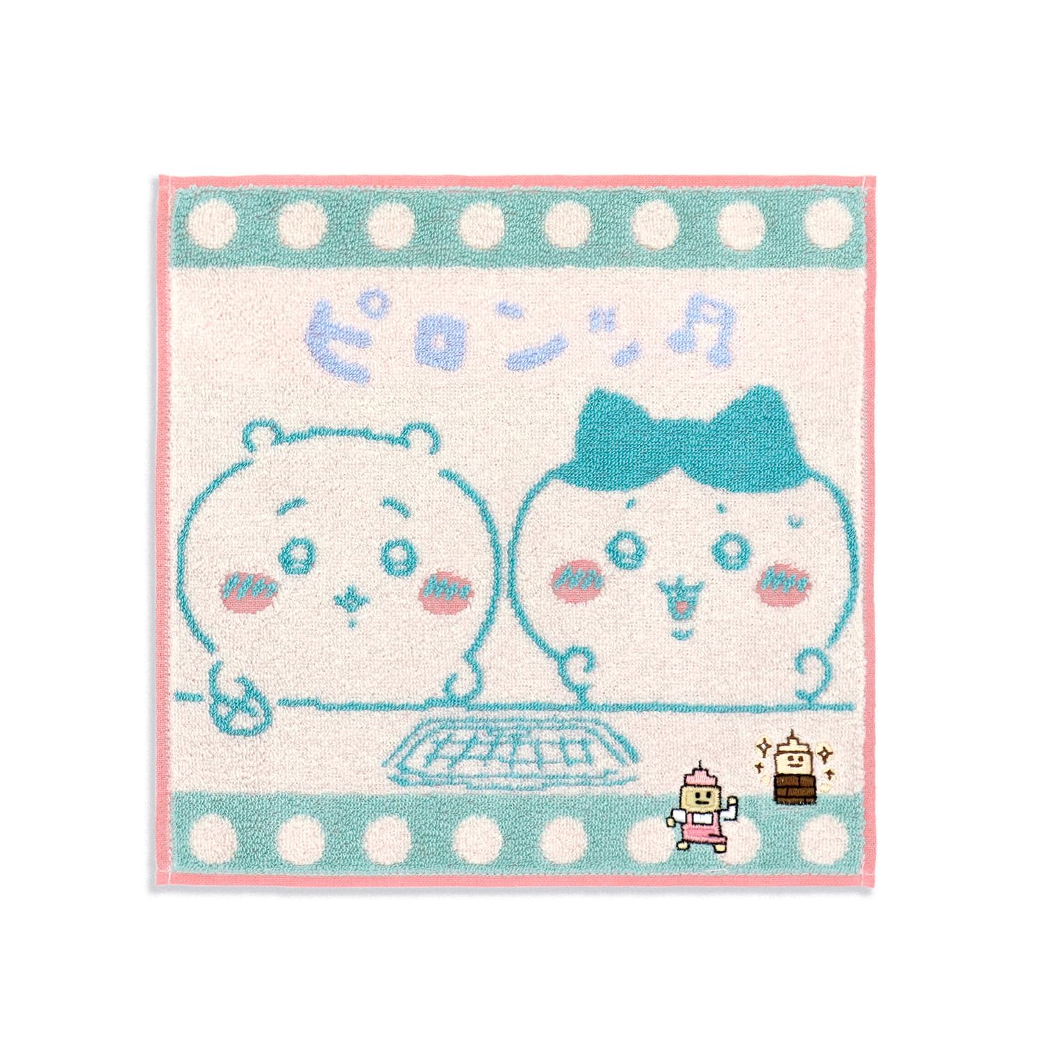 Chiikawa Pilon Towel Chiikawa Hachiware 25 x 25cm Handkerchief, Ivory, Pattern, No-Twist Yarn, 41-1280080, Approx. зелёный