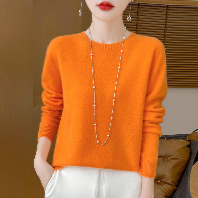 Fashion Wool Sweater Cashmere Pullover O-Neck Long Sleeve Women Knitwear Autumn Winter Clothing Tops