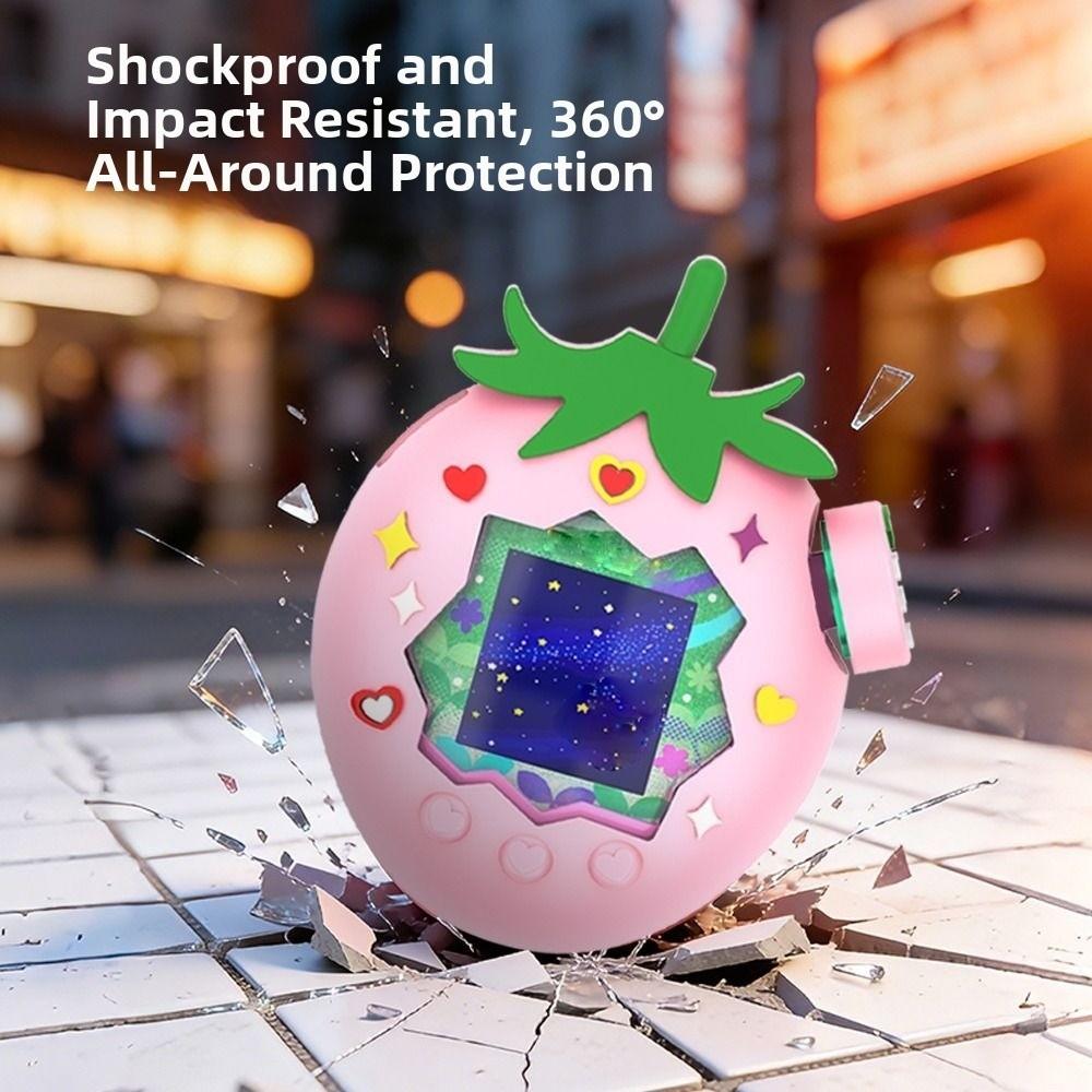 Silikonové ochranné pouzdro Kreslená jahoda Proti poškrábání Skin Cover Pouzdro s šňůrkou Nárazuvzdorné pro Tamagotchi Paradise
