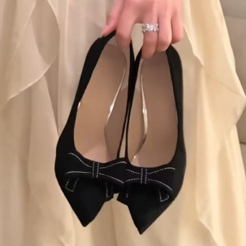 Fashion 2025 Fashion Women's High Heels Butterfly-knot Slip on Pointed Toe Super High Thin Heels Pumps Solid for Sexy Party Dress Shoes