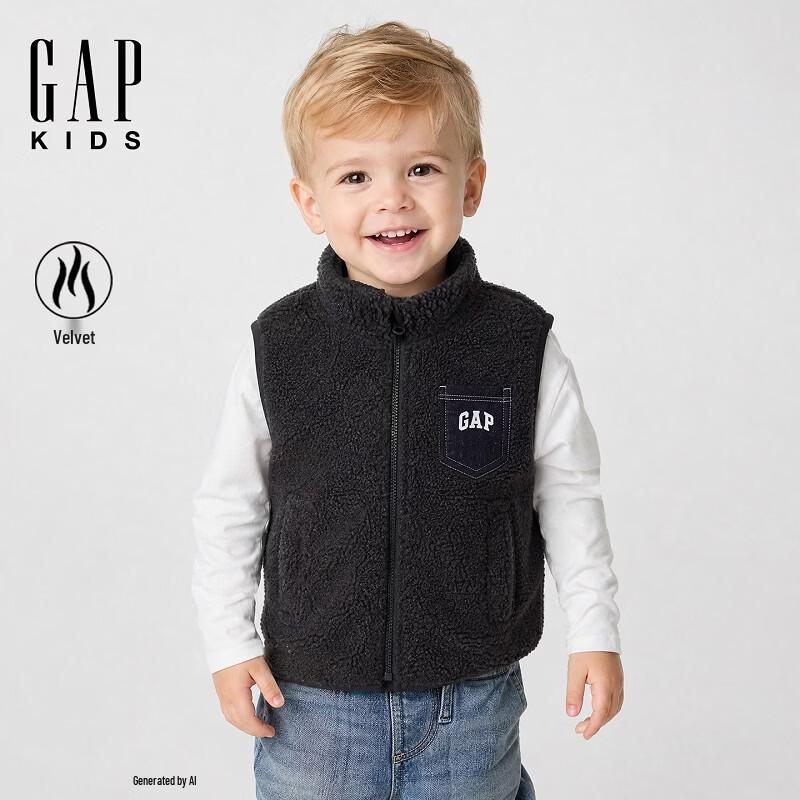 Gap Jungen-Patchwork-Weste mit Taschen aus Kunstlammfell